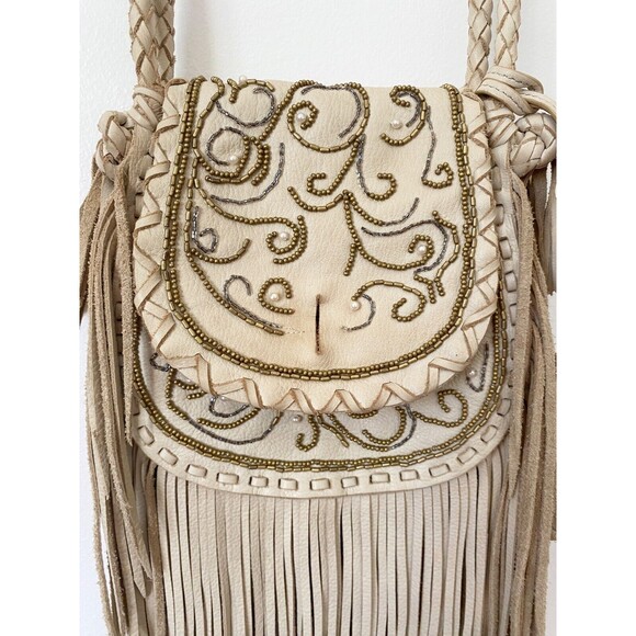 Ralph Lauren Cream Leather Fringe Beaded Crossbody Bag, 2011 Runway Collection - Picture 11 of 16